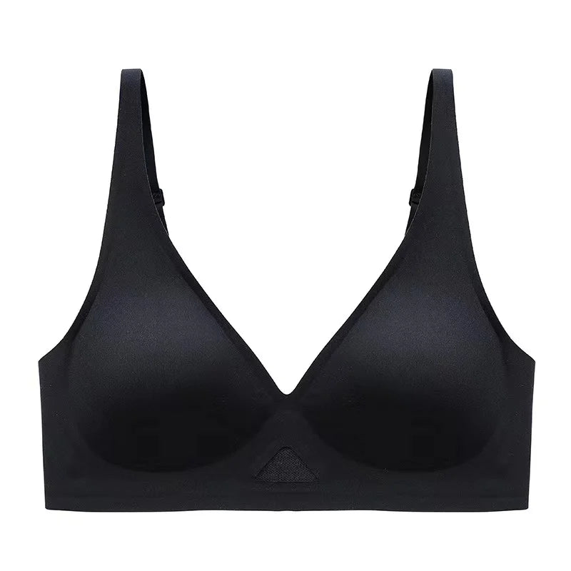 Push Up Bras For Women Non-wire Bra V-neck Glossy Underwear Female Breathable Bralette Invisible Padded Brasiere Sexy Lingerie
