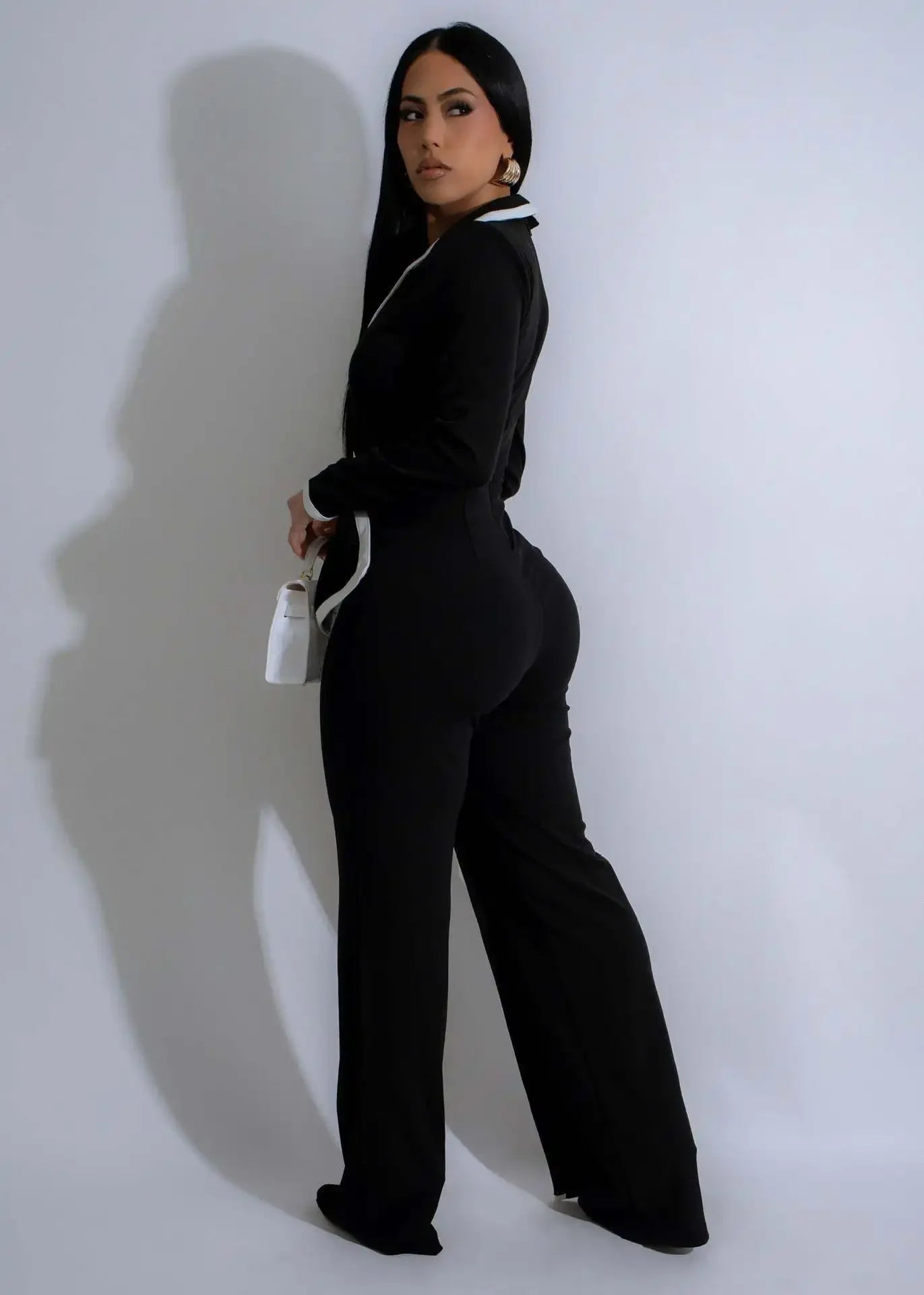 Solid Color Women Jumpsuits For Summer Spring long Sleeve Loose Fashion Streetwear Overalls Wide Leg Pants Trousers 2025