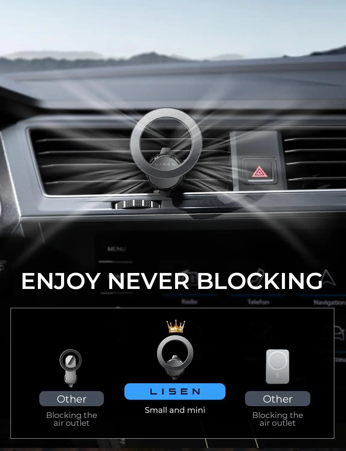 LISEN for MagSafe Car Mount for IPhone 16 15 360°Rotation Magnetic Phone Holder for Car Hands Free Cell Phone Magnetic Car Mount