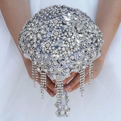 Rhinestone Jewellery  Brooch Bouquet Silk Wedding Flowers |Bridal Wedding