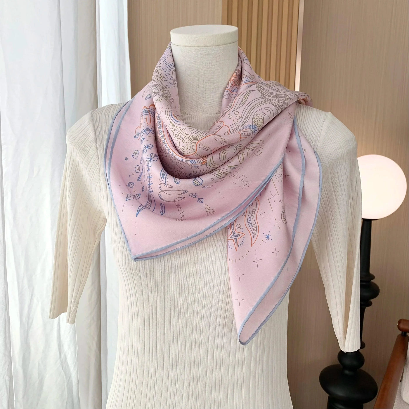 100% Real Silk Scarf Shawl Large Head Scarves Hijab for Hair Wrapping 90cm