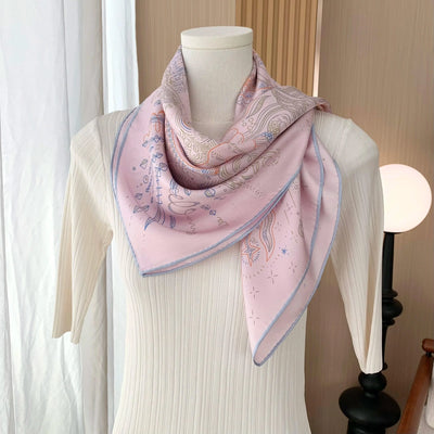 100% Real Silk Scarf Shawl Large Head Scarves Hijab for Hair Wrapping 90cm