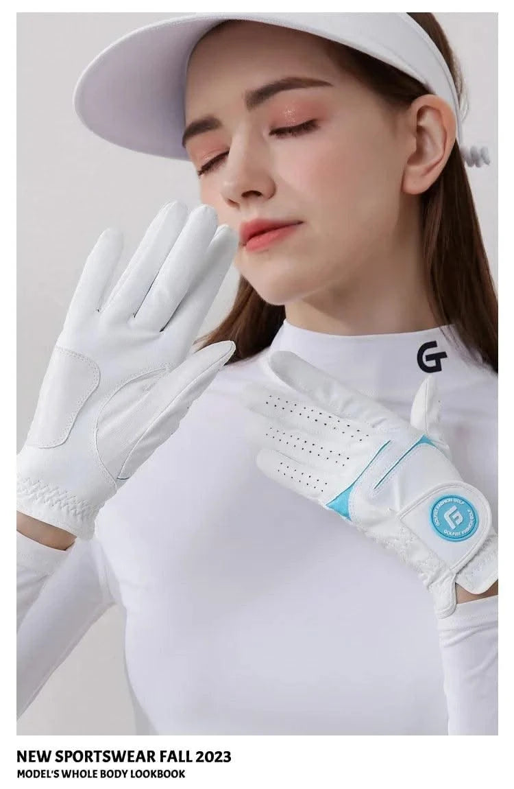 Golfist 1 Pair Golf Gloves For Women Left Hand Right Hand Gloves Ladies Breathable Soft Leather Mittens Anti Slip Sports Aids