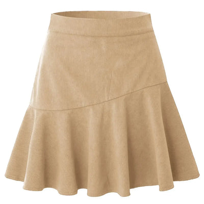 Women Ruffle Pleated Skirts Summer High Elastic Waist Plaid Zipper Skirt LDY-WW6615