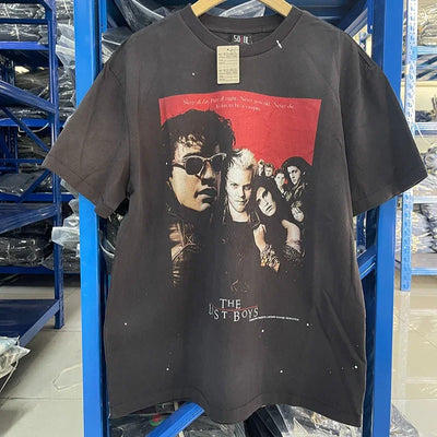 Saint 2025 New Short Sleeve Men Women T-shirts Retro Oversize White Black O-Neck Cotton Print