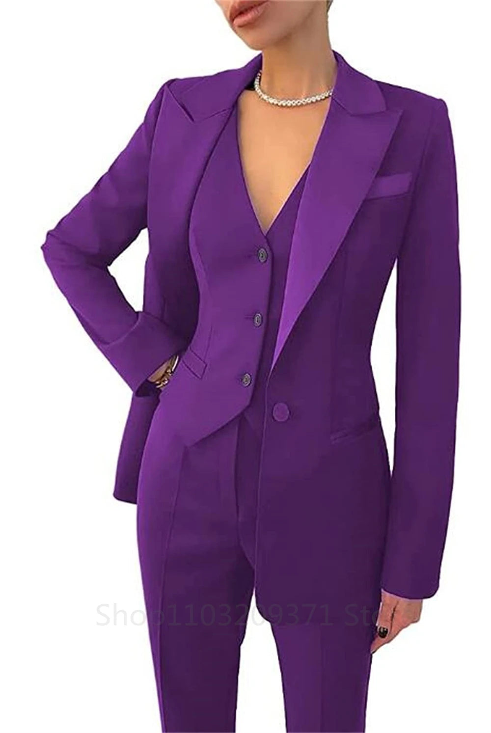 Fashion  Plus Size Women Blazer 3 Pcs Elegant Long Sleeve Suit Jackets Vest and Straight Pants Suit Female  Business Outfits New