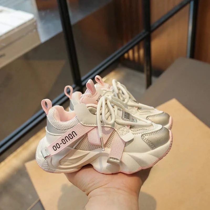Children's Sports Shoes 2024 Spring and Autumn New Girls Fashion Casual Wear-Resistant Student Mesh Breathable Running Shoes
