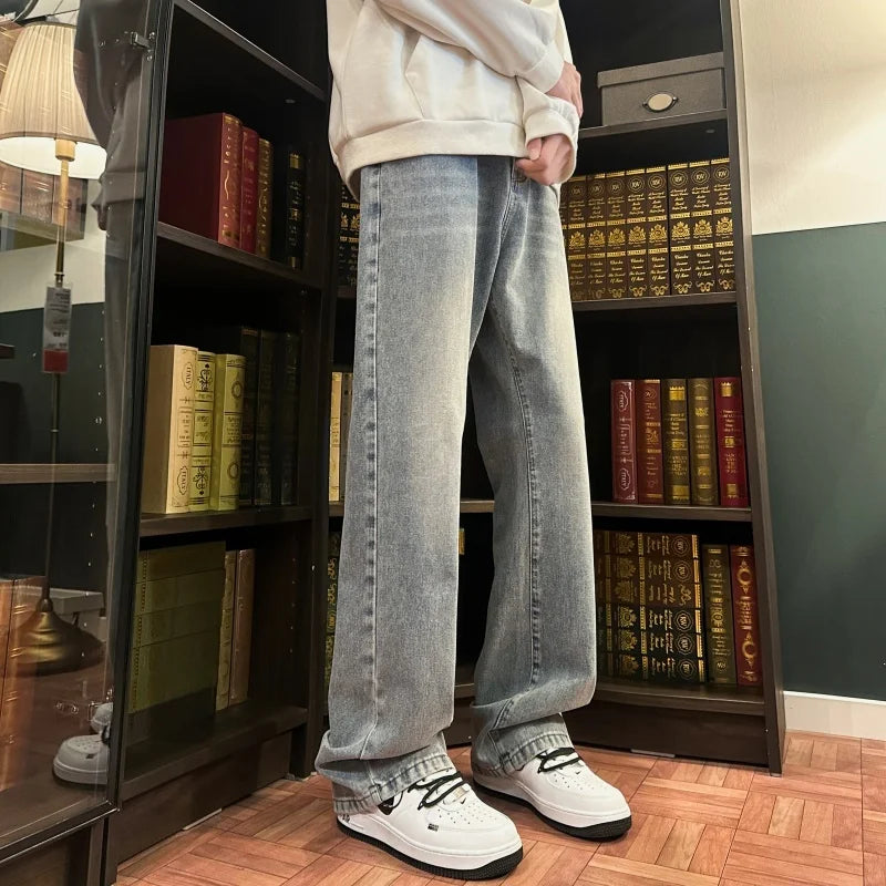 Autumn New Men's Jeans Baggy Straight Wide Leg Male Fashion Vintage Denim Pants Men Youth Popular Brand Streetwear Jean Trousers