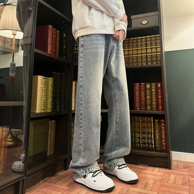 Autumn New Men's Jeans Baggy Straight Wide Leg Male Fashion Vintage Denim Pants Men Youth Popular Brand Streetwear Jean Trousers