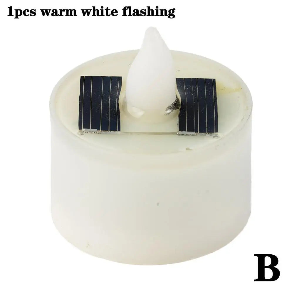 Solar Candle Tea Lamp Smokeless Simulation LED Electronic Candle Lamp Outdoor Christmas Halloween Tea Wax