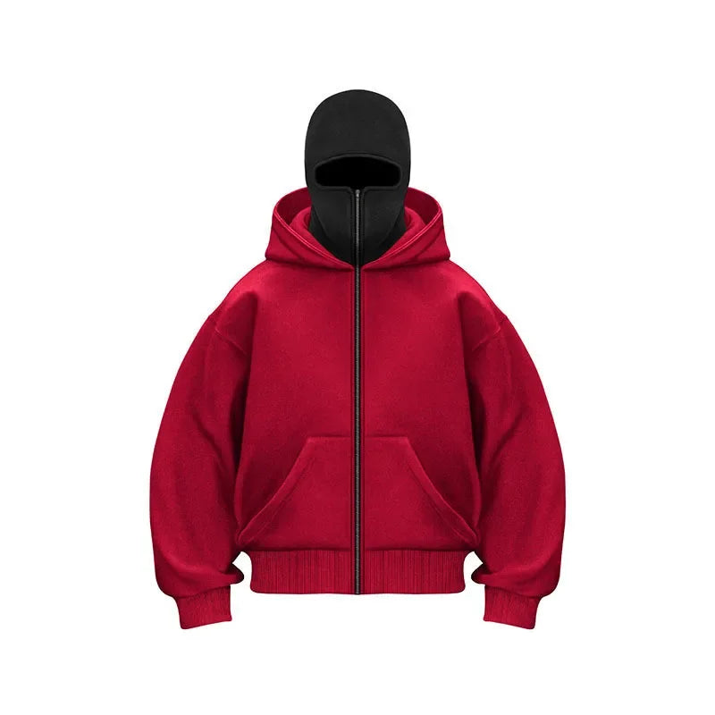 "2025 Men's Designer Clothing: Double-zipper hoodie, autumn and winter masked hip-hop Sweatshirt, Fitness and casual Hoodie.