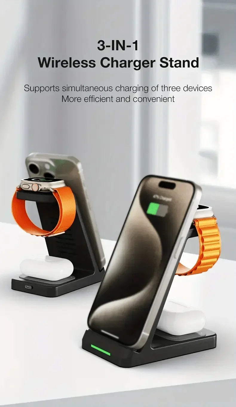 30W Wireless Charger Stand 3 in 1 Fast Charging Station for iPhone 16 15 14 13 12 iWatch 10/9/8/7/6/5/4/3 Airpods 4/3/2/Pro