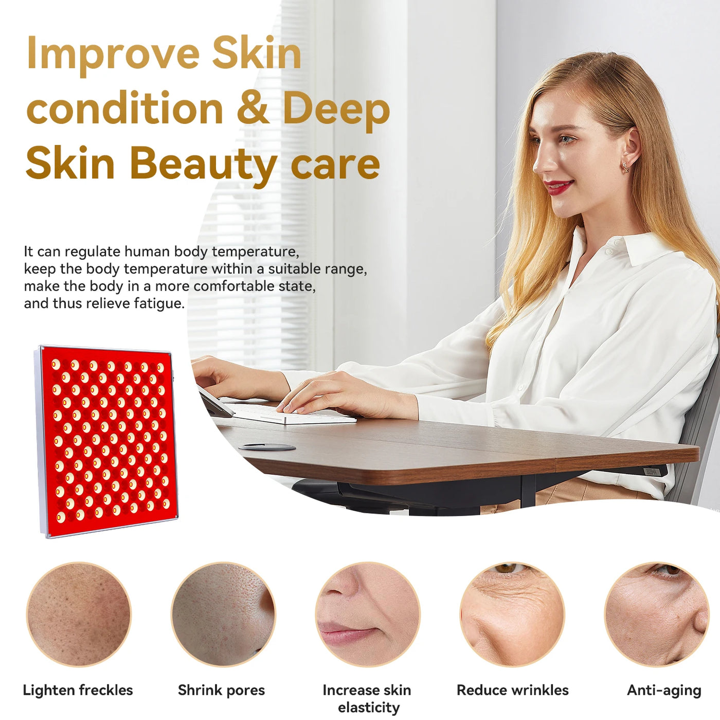 LED Red Light Therapy Device - 45W LED Panel Deep 660nm & 850nm Light Combo for Skin Beauty, Muscle & Joint Pain Relief