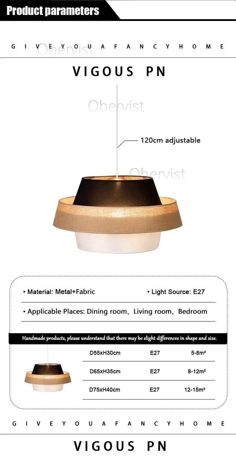 Nordic Fabric Chandelier Lighting Living Dining Bedroom Modern Restaurant E27 Pendant Lights Home Decor Hanging Lamps Fixtures