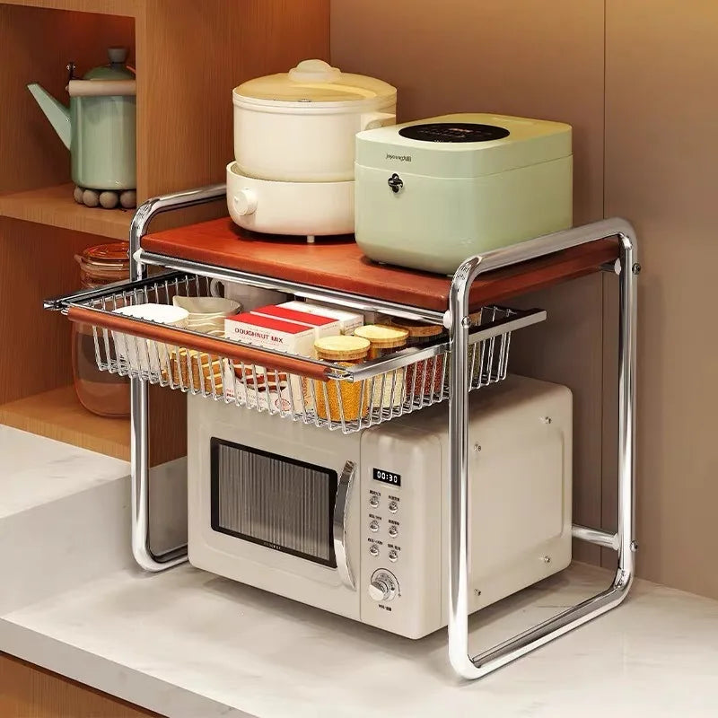 Kitchen Multifunctional Shelf Household 2025 New Microwave Oven Antique Storage Rack Seasoning Cup Snack Rack