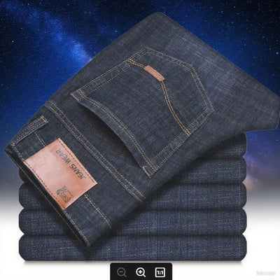 2025 NEW Men's Fashion Business Jeans Classic Style Casual Stretch Slim Jean Pants Male Brand Denim Trousers Black Blue