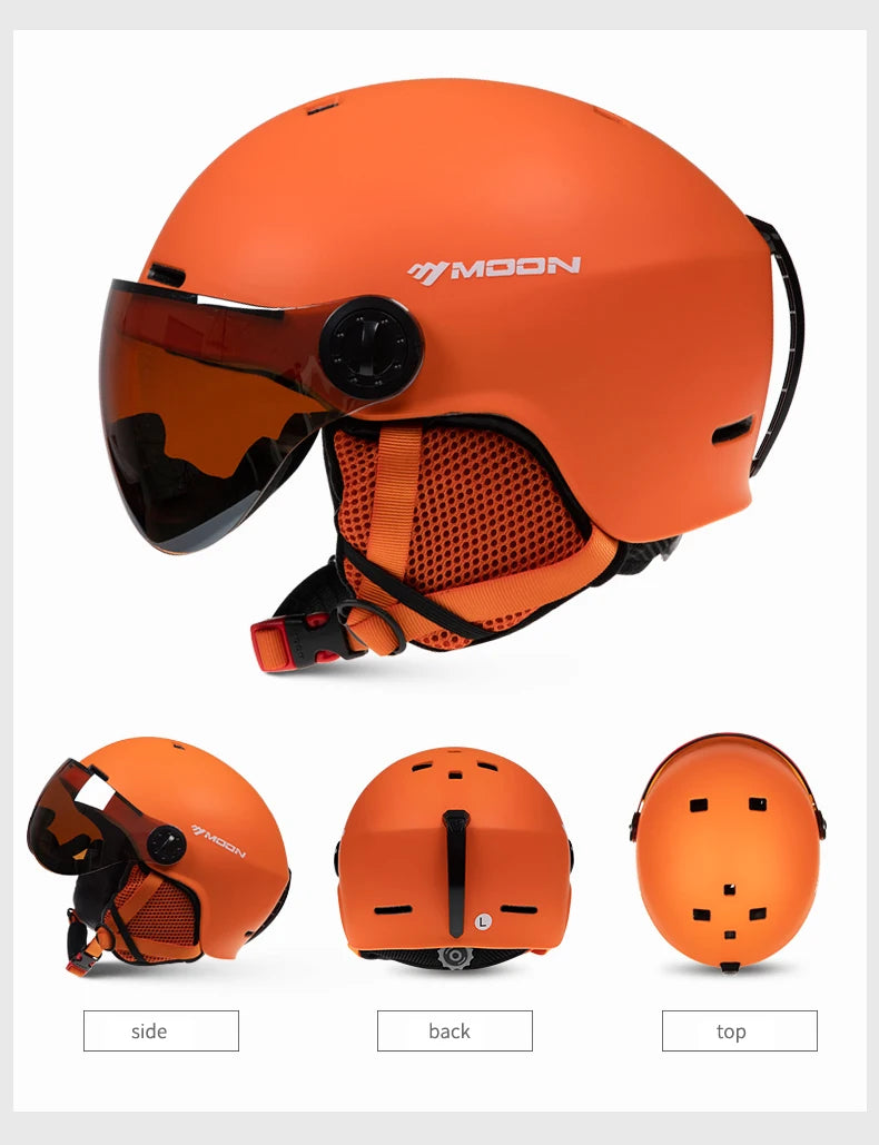 Motorcycle Helmet CE/ASTM Certified One-Piece PC+EPS Helmet with Goggles, Suitable for Skiing, Snowboarding, Outdoor Sports