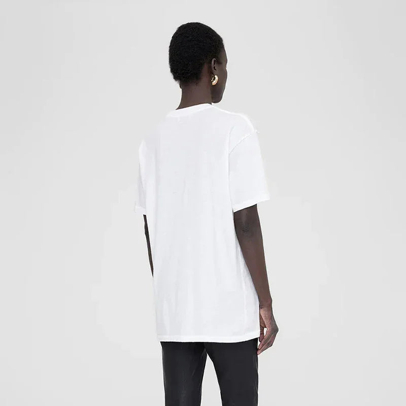 Women White T Shirt Casual Short Sleeve Tops Female Letter Graffiti Printing Tees Crew Neck Loose T-Shirt Summer Cotton T-Shirts