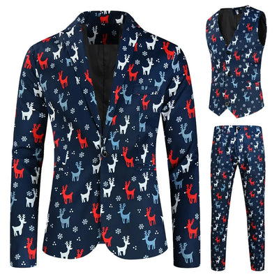 Men's Blazers Sets Rainbow Striped Print Blazers Jacket+Pants+Vest Man three Pieces Sets Prom Party Stage Singer Dancer Costumes
