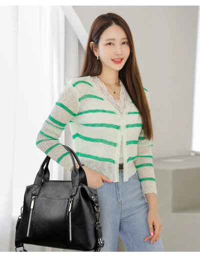 Women's Handbag Trend Designer Female Leather Multi-Pocket Shoulder Bag Luxury Brand Large Capacity Ladies Shopping Bag