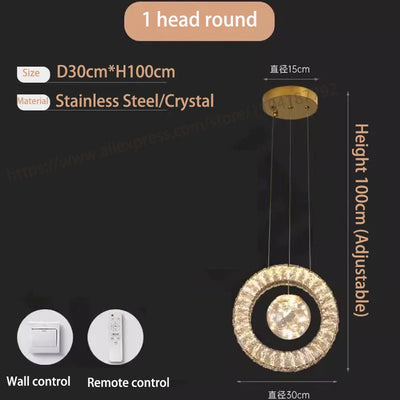 Modern Home DecorLED Lights Crystal Pendant Lamps Room Chandeliers Dining Table Pendant Lights Indoor Lighting Dimmable Light