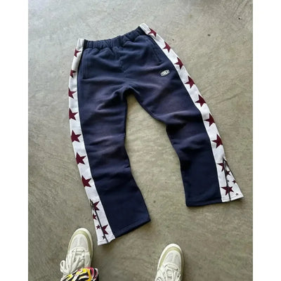 Y2K Cargo Pants Harajuku Double Stripes Zipper Embroidered Waist Retro Streetwear High waisted Wide Leg Pants Men Women Trousers