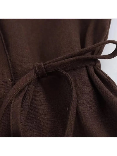 TFMLN Fashion Linen 2 Pieces Women 2024 Spring Summer Kimono Style Loose Lace Up Shirts Tops Women's Wide Leg Pants Sets