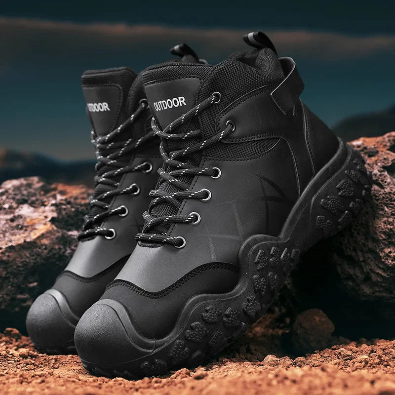2025 Outdoor Men's Boots Hiking Shoes for Men Outdoor Boots Warm Leather Climbing Mens Shoes Waterproof Non-slip Men Ankle Boots