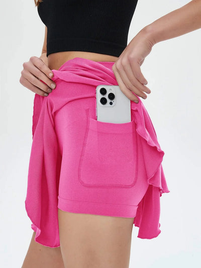 Women's sports high waisted short skirt breathable waistband safety pants and pocket tennis yoga golf mini tennis skirt