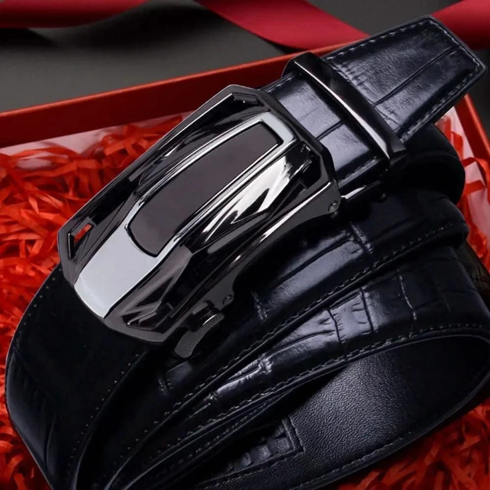 Men Belts Leather Automatic Alloy Buckle Belts