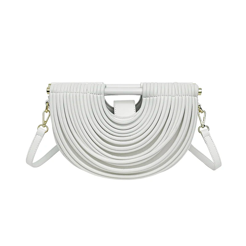 Handbags for Women 2025 New Gold Luxury Designer Brand Handwoven Noodle Bags Rope Knotted Pulled Half Moon Silver Evening Clutch