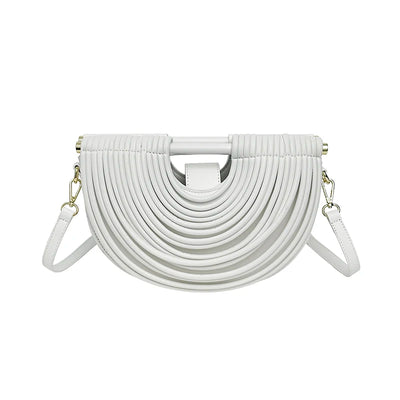 Handbags for Women 2025 New Gold Luxury Designer Brand Handwoven Noodle Bags Rope Knotted Pulled Half Moon Silver Evening Clutch