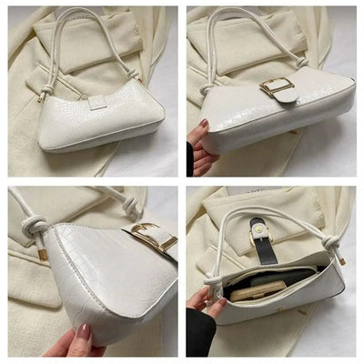Women Stylish PU Leather Sling Bag Solid Colour Zipper