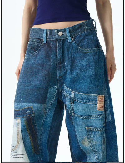G6676# Blue Men Women Jeans Fashion Vintage Streetwear Y2K Wide Leg Jean Trouser Baggy Denim Pants