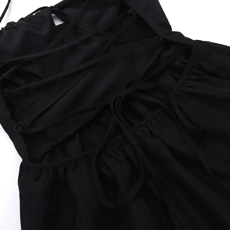 BOOFEENAA Halter Backless Maxi Long Dress Sexy Vacation Outfits White Black Summer Dresses for Women Clothes 2024 C66-CH28