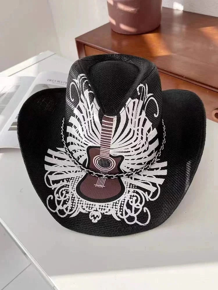 New Lake Blue Western Cowboy Straw Hat 2024 Spring and Summer New Outdoor Sun Hat Men's and Women's Cowboy Hat gorras