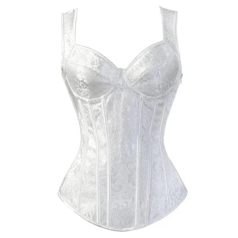 Women Corset with Straps Black Overbust