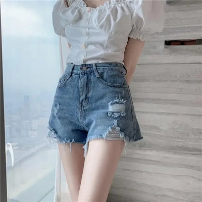 Womens Shorts Denim Ripped Sexy Short Pants for Women To Wear Blue Jeans New in Trend 2024 Y2k Harajuku Korean Style XL Fashion