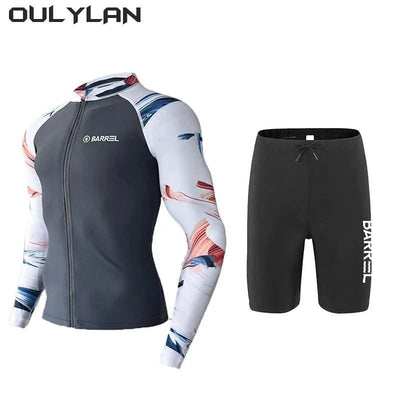 Long Sleeve Neoprene Wetsuit Women Rash Guards Swimwear Two-Piece Swimsuit Men Surfing Swimming Suit Beach Diving Bath Suit