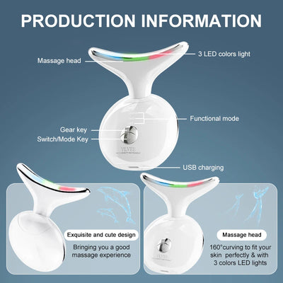 VLVEE Neck Beauty Device EMS Face Massager Facial Neck Lifiting 3 Colors Light Skin Tighten Reduce Double Chin Skin Care Tools