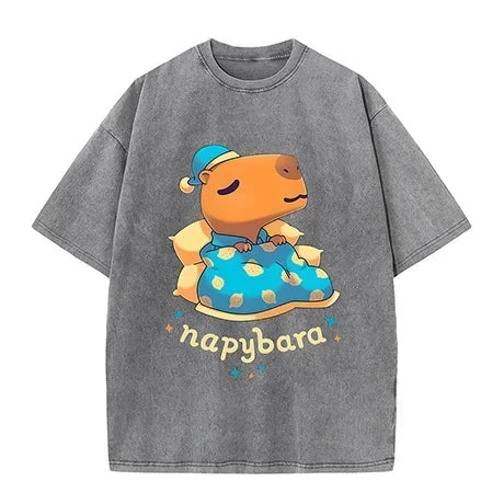 Printed T-shirt for Men and Women 2025 100% Cotton Soft Loose Casual Short Sleeved Animal Pattern T-shirt Cute Animal Fun Top