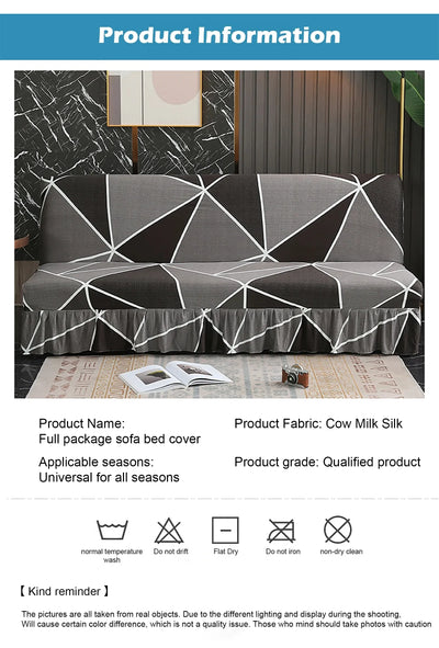 1/2/3Seater Sofa Bed Cover with Skirt Elastic Printing Seat Cover Armless Sofa Bed Cover Sofa Covers for Living Room Home Decor