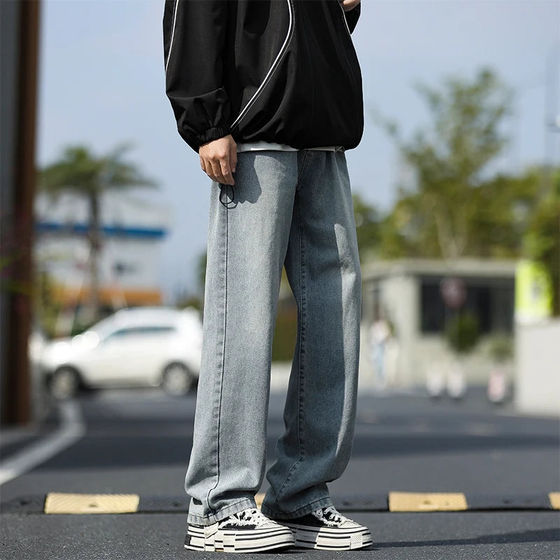 2025 New Men's Baggy Casual Jeans Male High Street Straight Leg Denim Pants American Classic Retro Autumn Casual Long Trousers