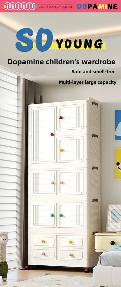 Home bedroom, children's storage cabinet, multi-layer snack cabinet, multifunctional large capacity dust-proof storage box