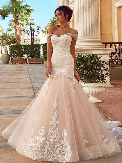Romantic Mermaid Wedding Dresses Sexy Appliquéd Bridal Gowns Bohemian Sleeveless Floor-Length Wedding Gowns Vestidos De Novia