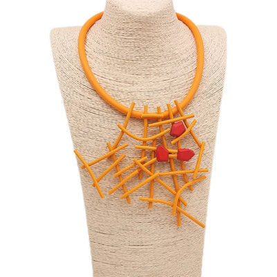 Fashion Designer Luxury Necklaces Women Handmade Gothic Pendant Necklace Rubber jewelry Wooden Accessories Statement Jewelry