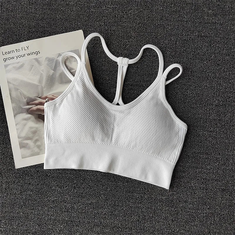 Women Breathable Sports Bra Shockproof Fitness Tops Gym Crop Top Brassiere Push Up Sport Bras Gym Workout Top Seamless Yoga Bra