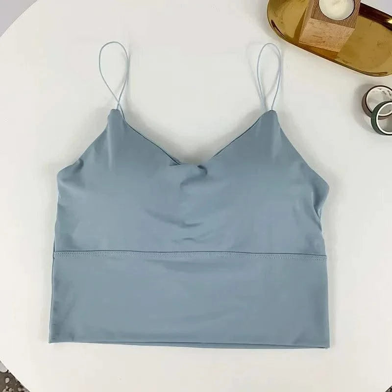 Women Summer Vest Tops Sleeveless Cotton Bustier with Pads