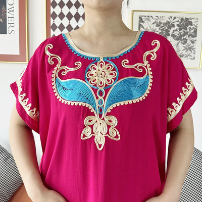 New Dubai Lady Party Summer Solid Cotton Dress with Scarfs African Dashiki Women Maxi Cotton Embroider Loose Vestidos