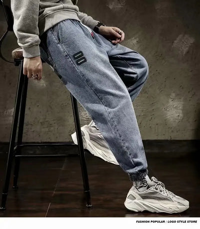 Spring Designer Fashion Men Jeans Retro Black Gray Vintage Casual Denim Harem Pants Ripped Jeans Men Wide Leg Taper Men Jeans